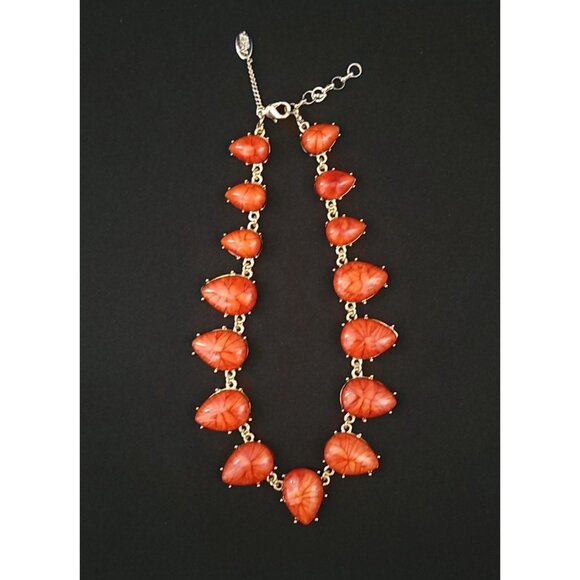 Amrita Singh Gold-Plated Necklace With Orange Resin Teardrop Shaped Faux Stones - Picture 2 of 7